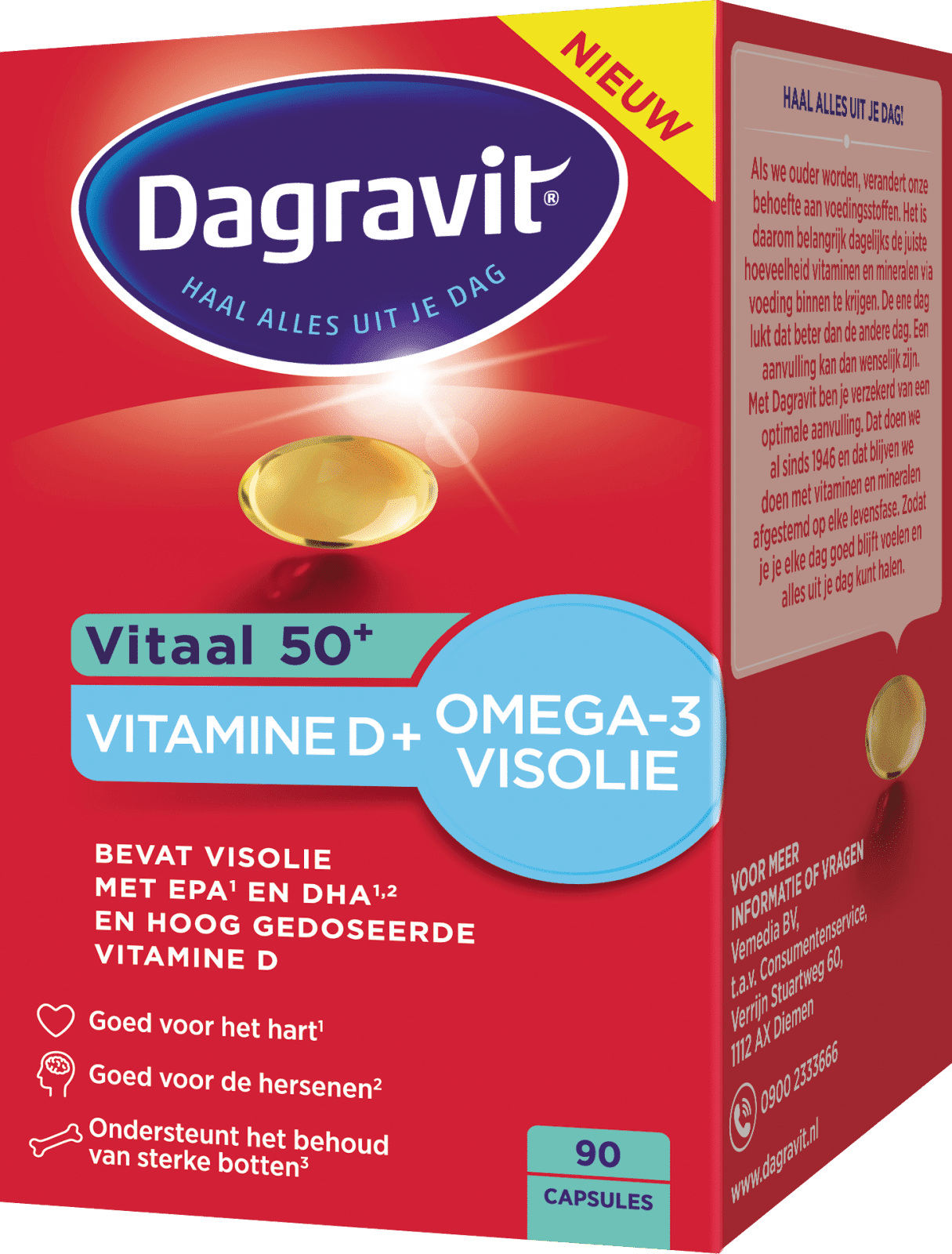 ontwerp Kroniek universiteitsstudent Vitaal 50+ Vitamine D + Omega-3 Visolie - Dagravit